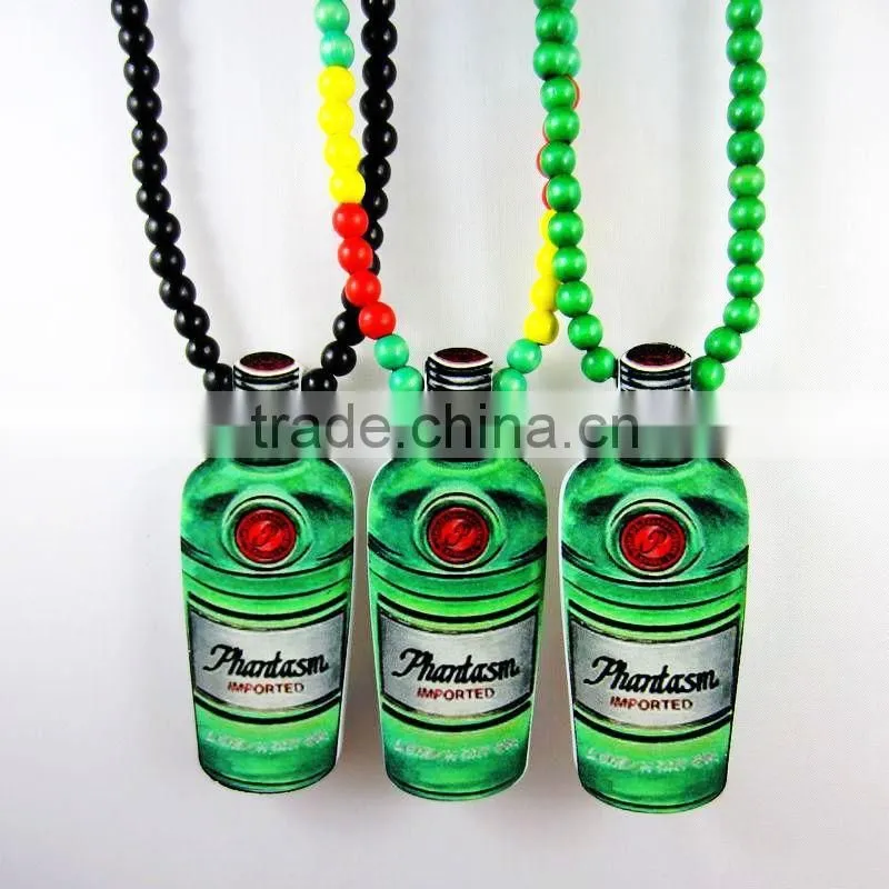 custom bottle style wood bead necklaces