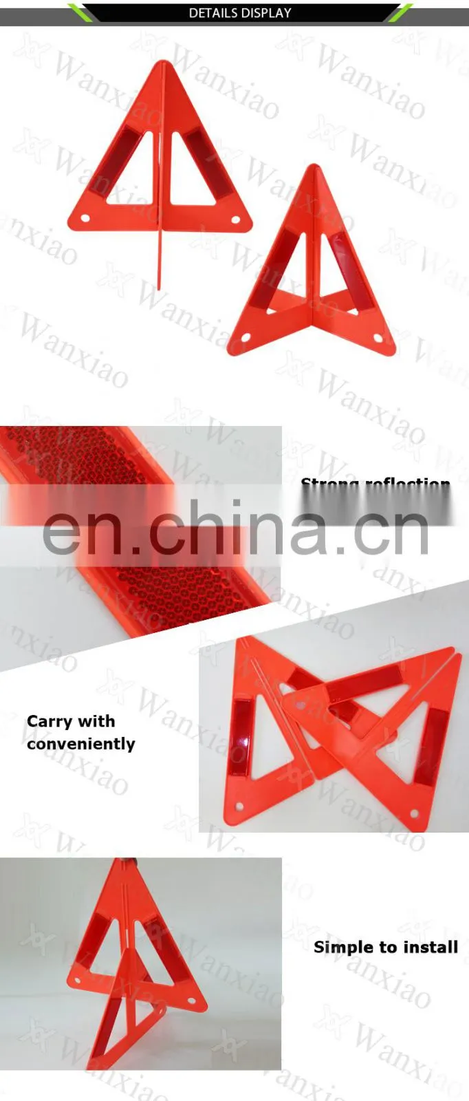 Car Emergency Kits Warning Sign Red Safety Reflective Flashing Light Warning Triangle