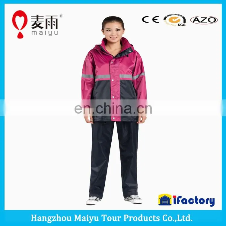 Maiyu windproof high qulaity pongee rain coat with pants