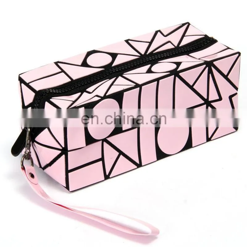 Lattice Sequined Folading Travel Makeup Pouch Bag Cosmetic With Zipper