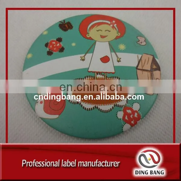 OEM Fashional Lady Makeup Use Custom Cartoon Kitty Printed Small Round Pocket Cosmetic Tin Mirror