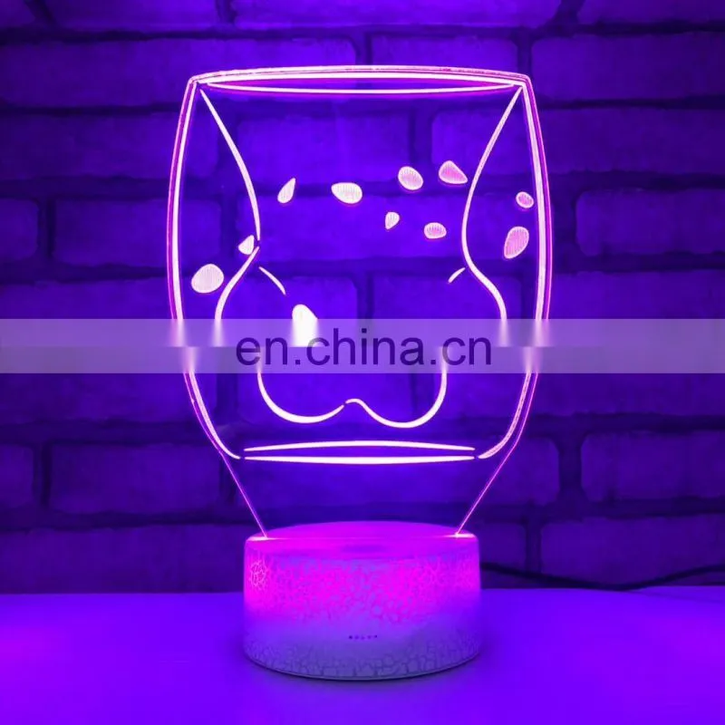 3D led light optical cat paw shaped lamp with touch sensor switch for bedroom