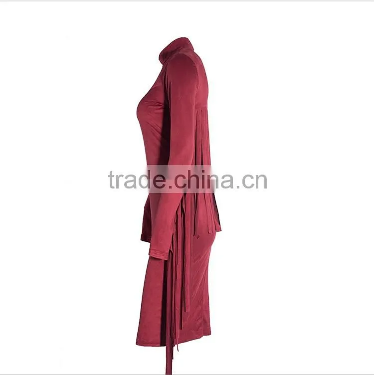 woman fashion dress personality tassel bandage dress long sleeve evening dress