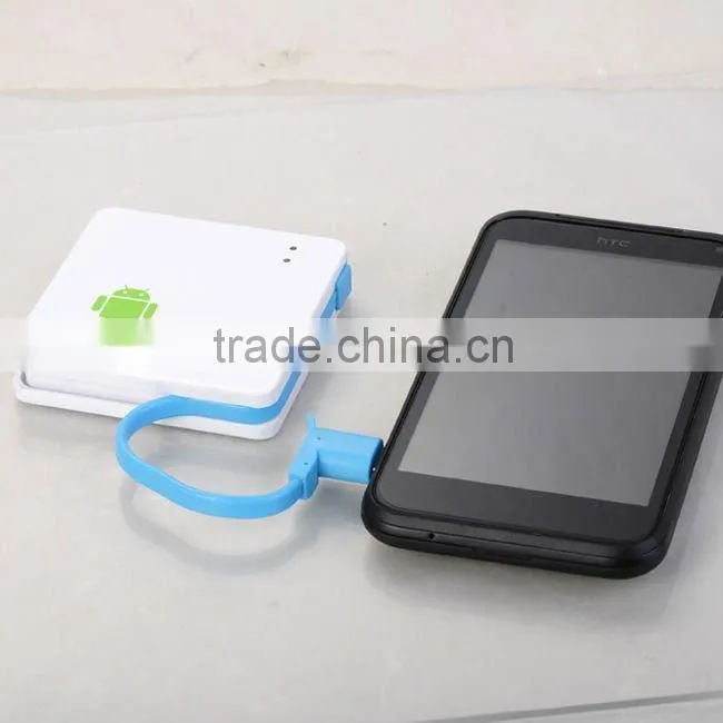 Small and exquisite 5v emergency power bank charger with a built-in Micro USB cable for smartphone, MP001