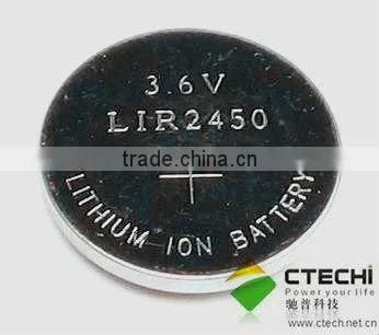 3.6V LIR2450 Lithium rechargeable button cell