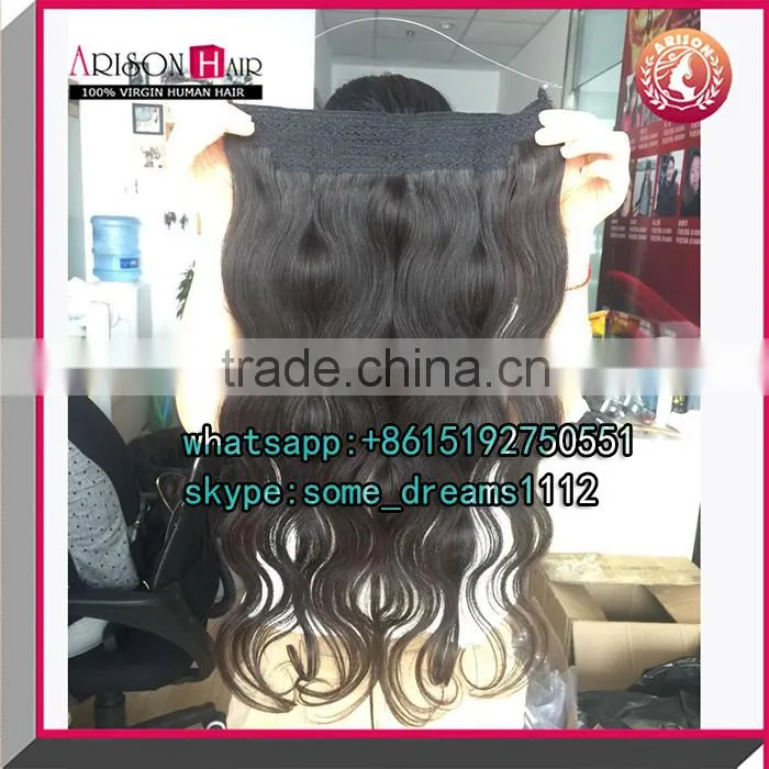 Human hair extension Halo hair extension 8A brazilian unprocessed virgin remy hair extension Flip in hair extension