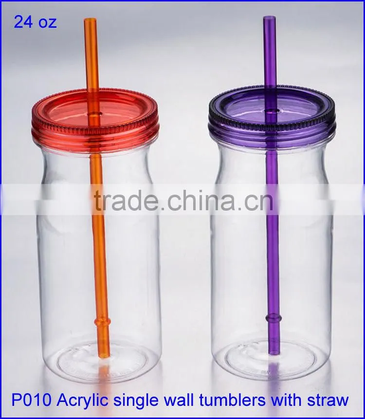 BPA free Acrylic double wall tumblers with straw new plastic cups FDA standard