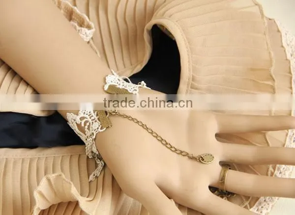 Flower Acrylic Waterdrop Beads White Lace Slave Bracelets Ring for Women