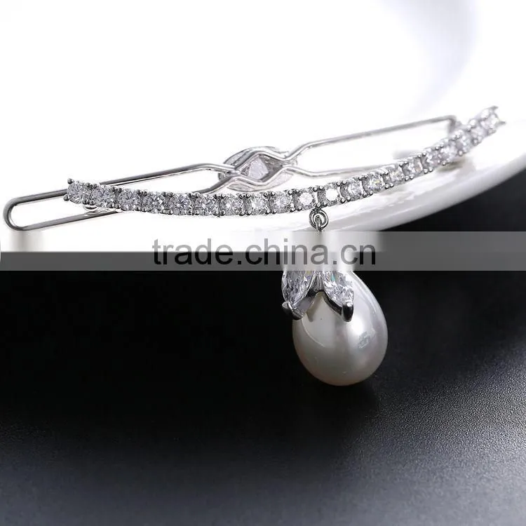 Fashion Jewelry Wedding Party Dress Luxury Vintage Headwear Elegant Flower Petal Rhinestone Women Lady Alloy Hair Clip Barrette