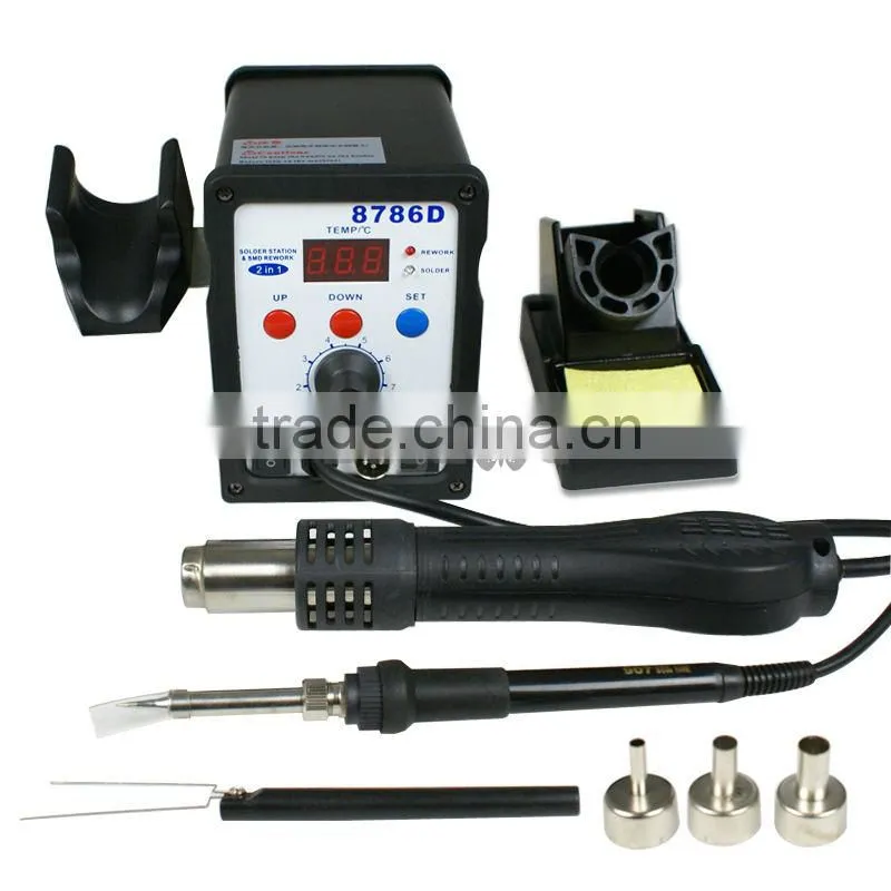 Hot Air Gun Solder IRON Welder ESD 2-1 SMD REWORK welding Station 8786D