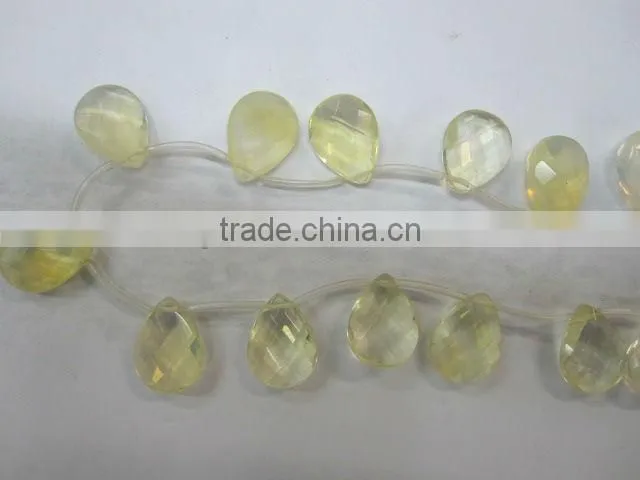 Yellow Quartz faceted teardrops crystal teardrop