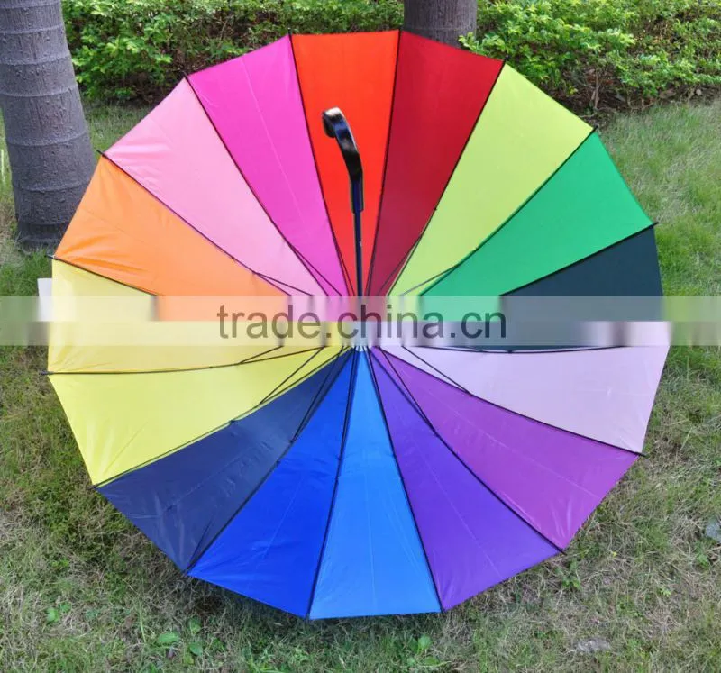 16ribs Fashion High Quality Auto Open Promotional Custom Windproof Rainbow Umbrella regenschirm bunt