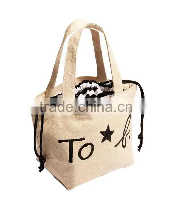Customized canvas tote insulated drawstring lunch bag