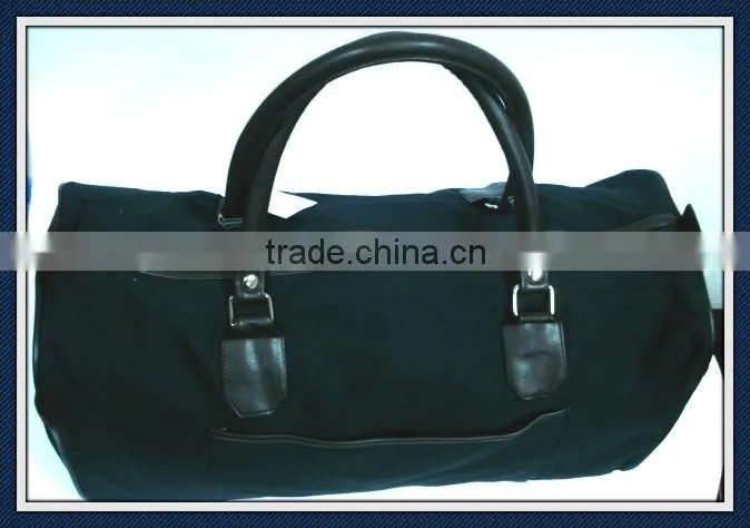 Canvas weekend bag duffel bag with pu leather trim