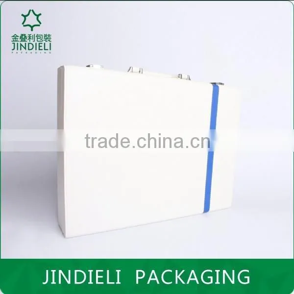 high grade white leather cosmetic gift box with handle
