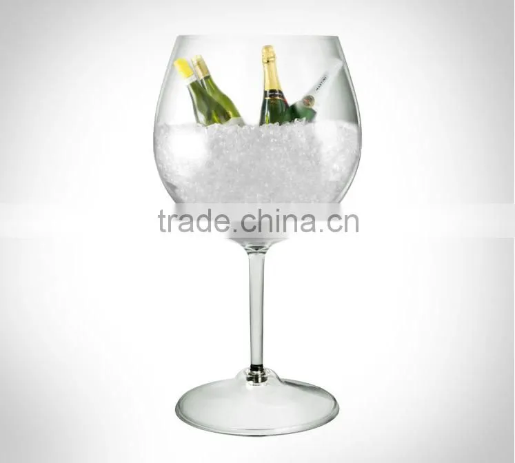Customized size leadfree crystal high quality popular model wine goblet shaped ice bucket special model
