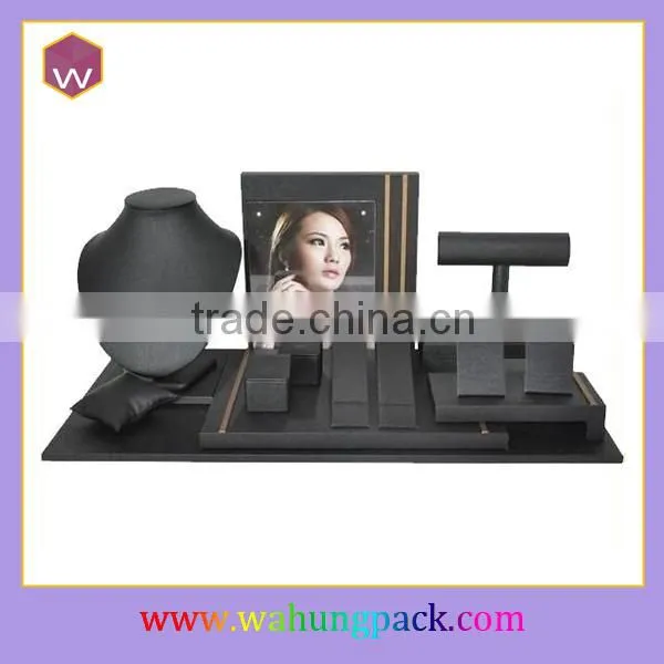 Lined up Ring earring necklace counter displays