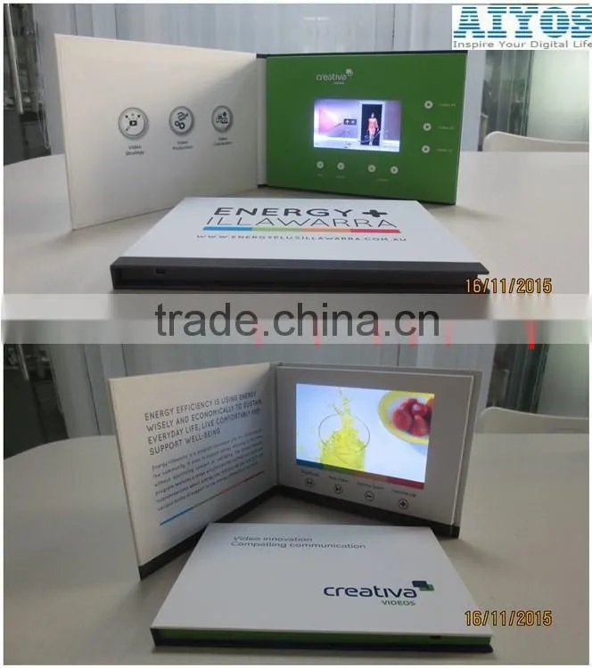 5 inch LCD advertising video card booklet tft screen video greeting card