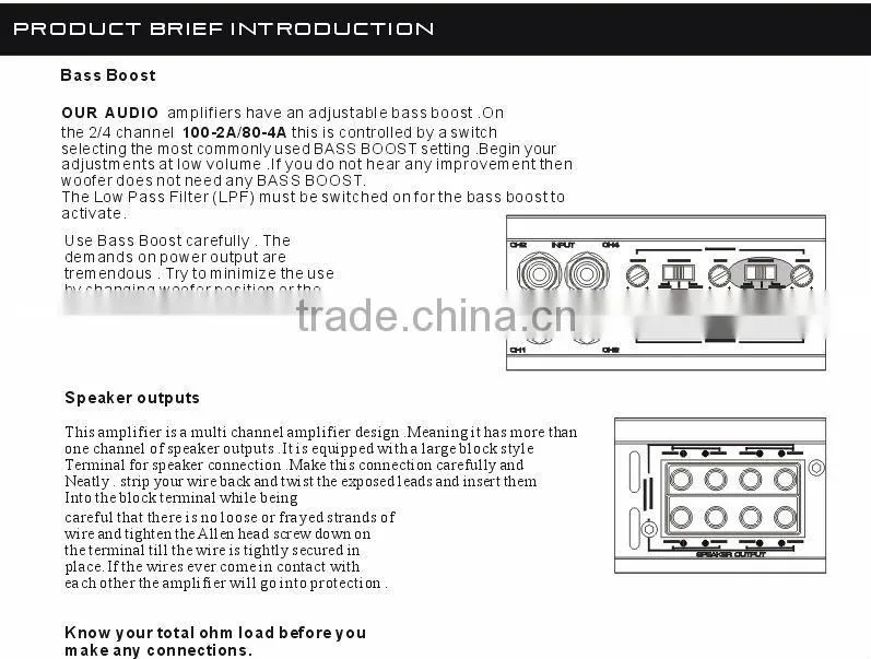 car speaker amplifier 1 way digital professional type D in car/barge/ houseboat