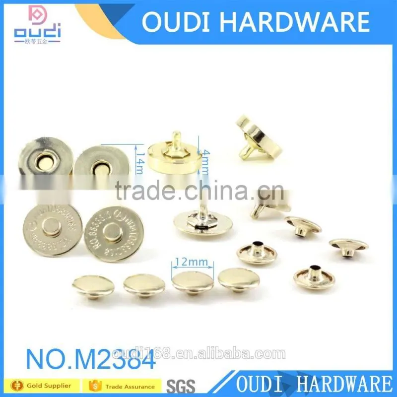 Cheaper Price Shiny Light Gold Snap Button Bag Accessories 14mm Magnetic Button