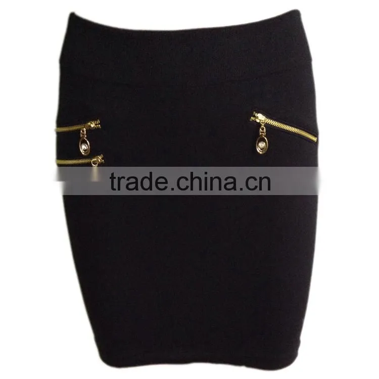 Fancy Girls Zipper Skirt with Fur Women Latest Dress Designs