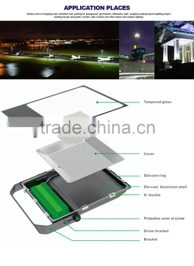 Nichia Osram LED, 100-140lm/W, Meanwell Driver, 5 Years Warranty, 2016 CE Rohs Approved, 200W LED Outdoor Flood Lights