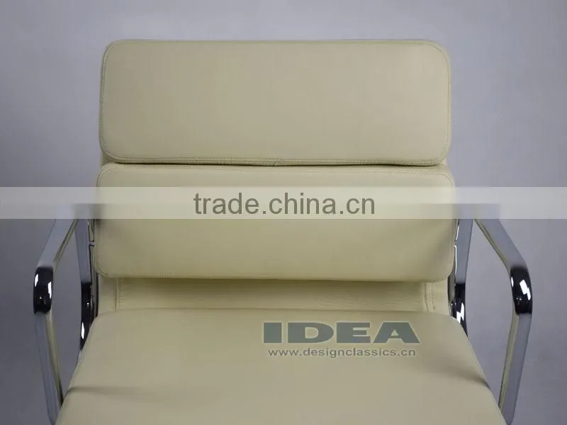 Replica Charles and Ray Low Back Soft Pad Desk Chair EA217 - Cream White Color Genuine Leather