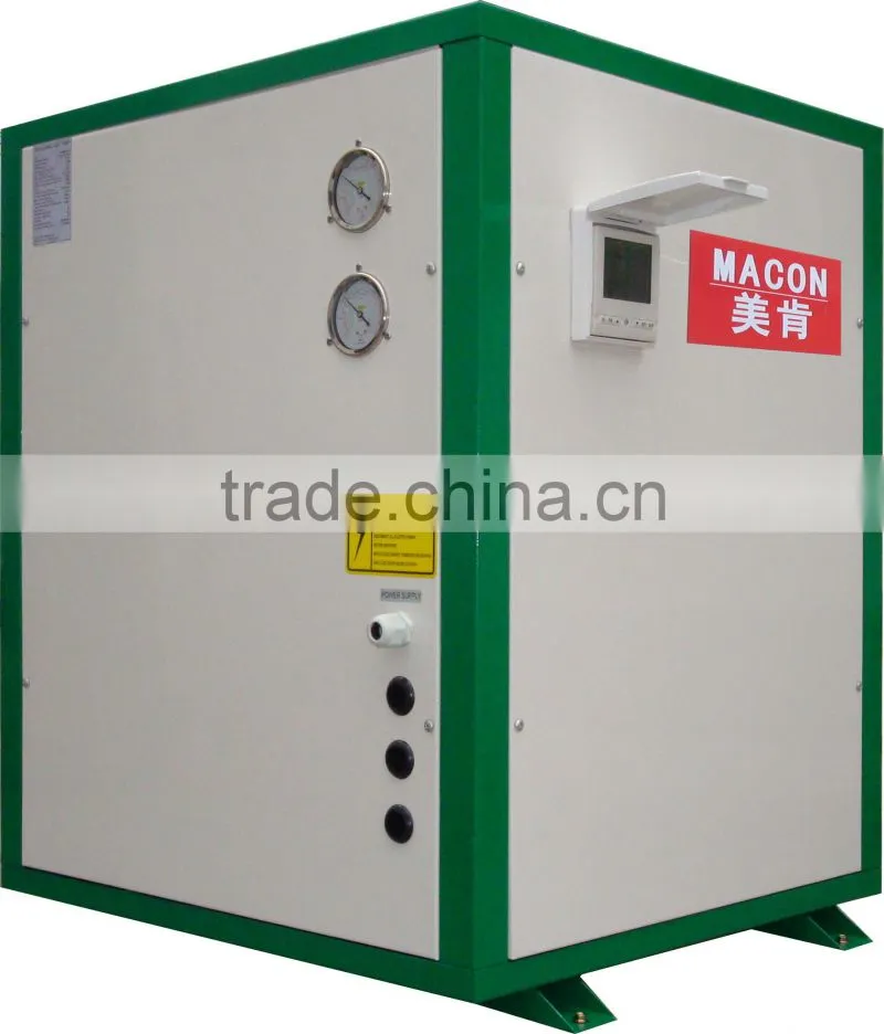 Ground water to water heat pump, with radiators for central heating