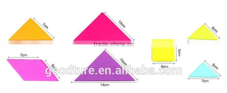 2015 Hot Sale Big Size Colorful Wooden Tangram Jigsaw Puzzle