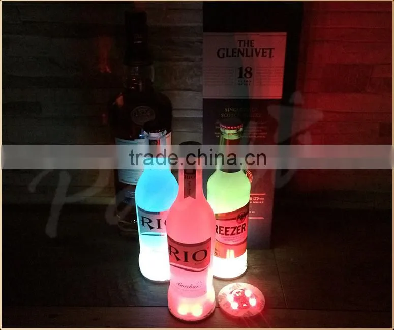 Custom illuminate led bottle coaster sticker, glow bottle sticker