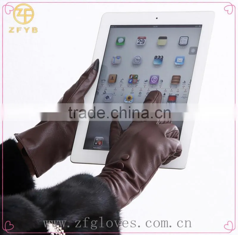 2015 customed fashion Lady Leather Touch Screen Glove