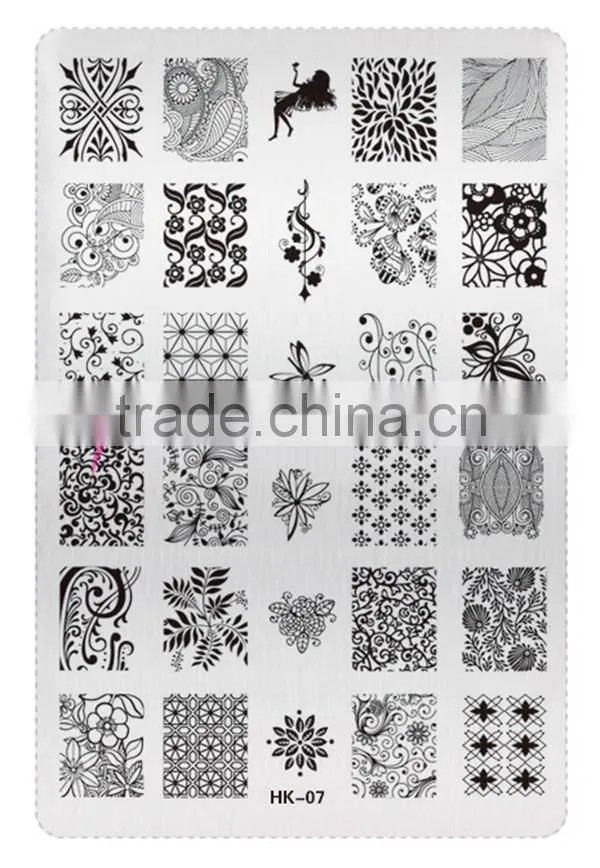 New style HK 02 flower and arrows design nail art stainless plate