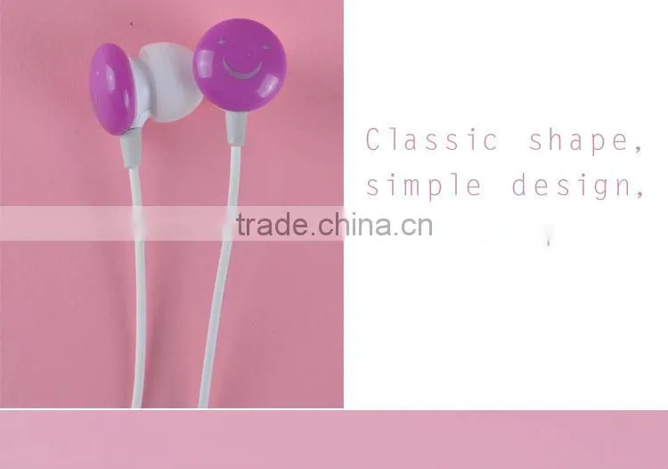 ULDUM cheap stereo smile in-ear headphone with mic for mobile phone mp3 mp4