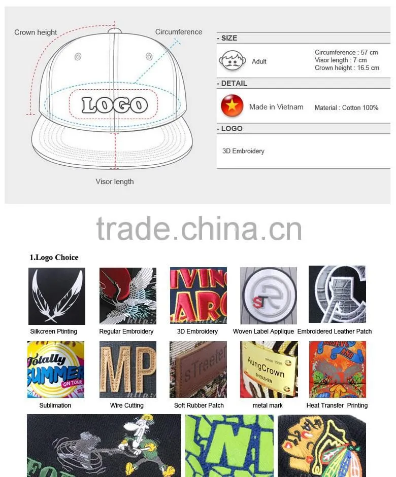 Custom 3D Embroidery Logo Snapback Hats