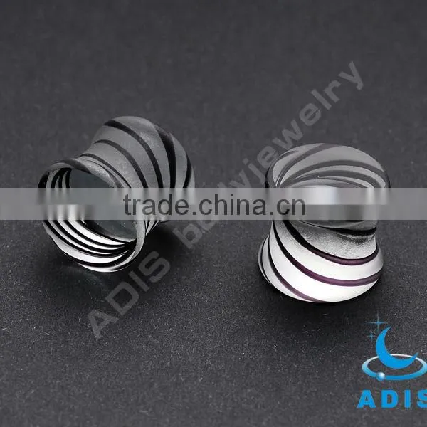 Hot-selling ear expander body jewelry Gauges Strip glass saddle plug