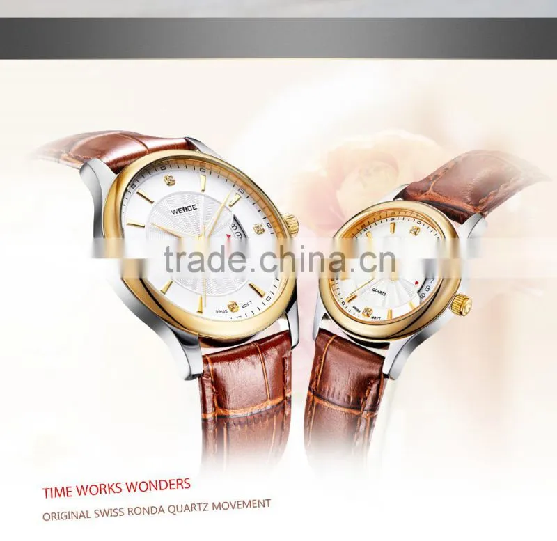 Most popular China online shopping women leather couple lover wrist watch