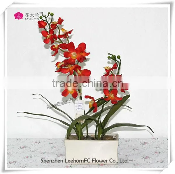 Potted Flowers Crafts Silk Orchid Artificial Fabric Flowers