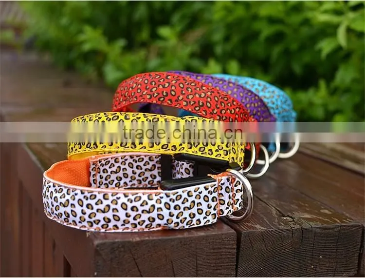 LED Collar Leopard Print Design Puppy Necklace Luminous Pet Decors Productos Para Mascotas dog harness Led