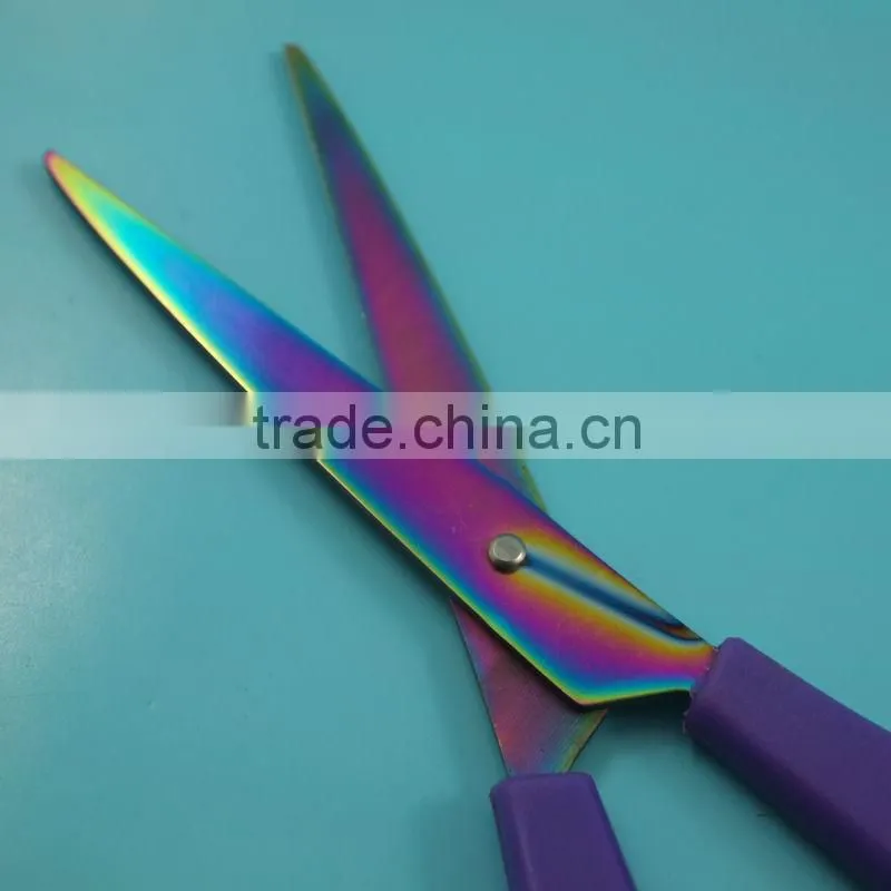 Colored plated plastic handle kitchen scissor