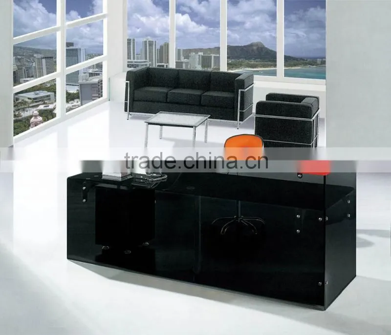 PT-P001Hotel reception desk furniture with tempered glass top