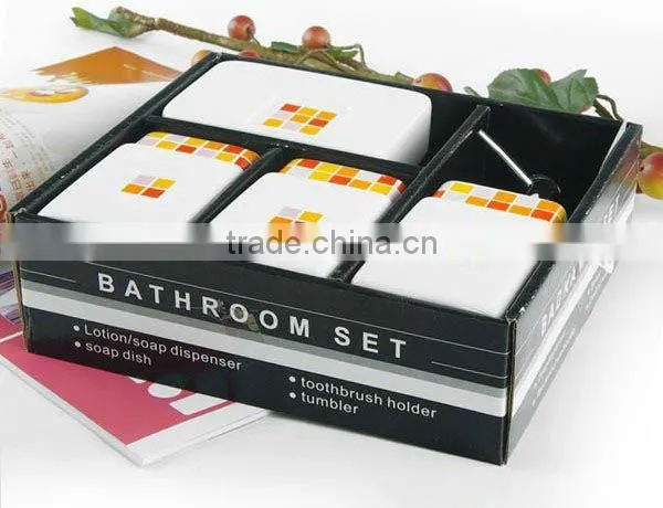 mosaic design square ceramic bathroom set