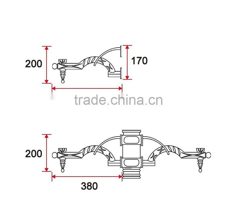 D033 Outdoor Post Light Cast Aluminum Lamp Arm