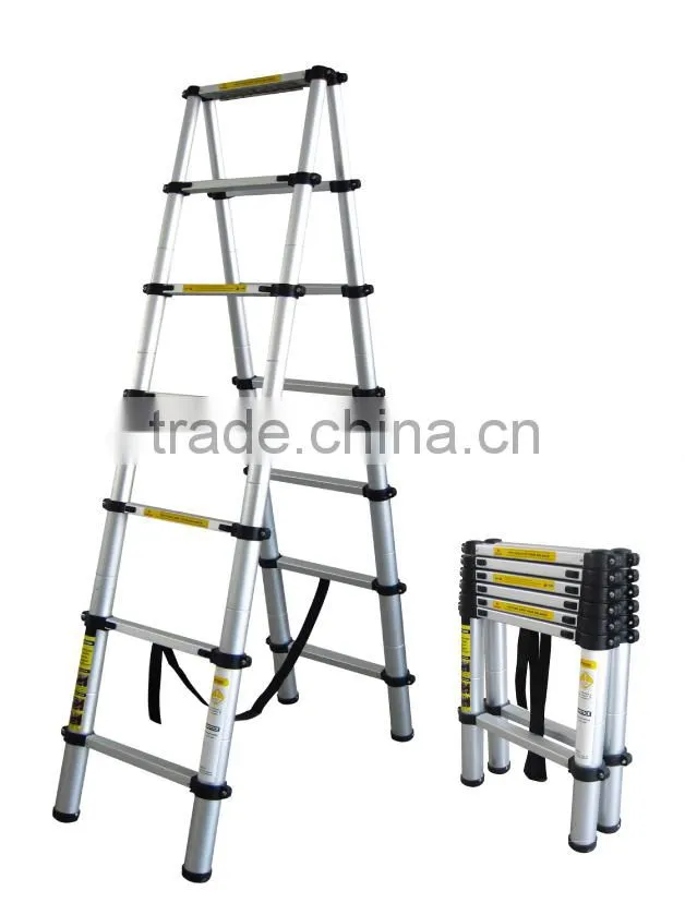 Aluminium double side telescopic ladder with 3.2m