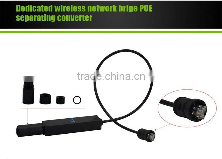 Waterproof IEEE802.3af 12W Ethernet POE Splitter Cable Input 48V To 12V Output