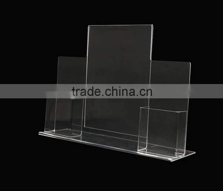 Brochure holder with business card pocket