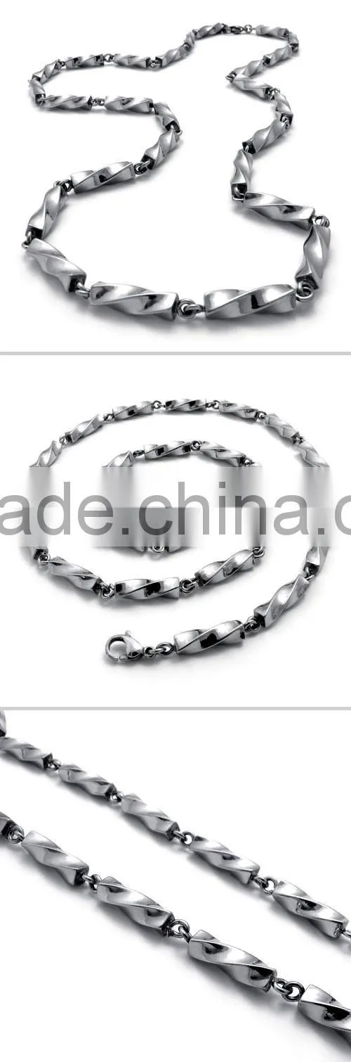 KSTONE Mechanic Style Stainless Steel Mens Necklace Chain, Twisted Stainless Steel Necklace