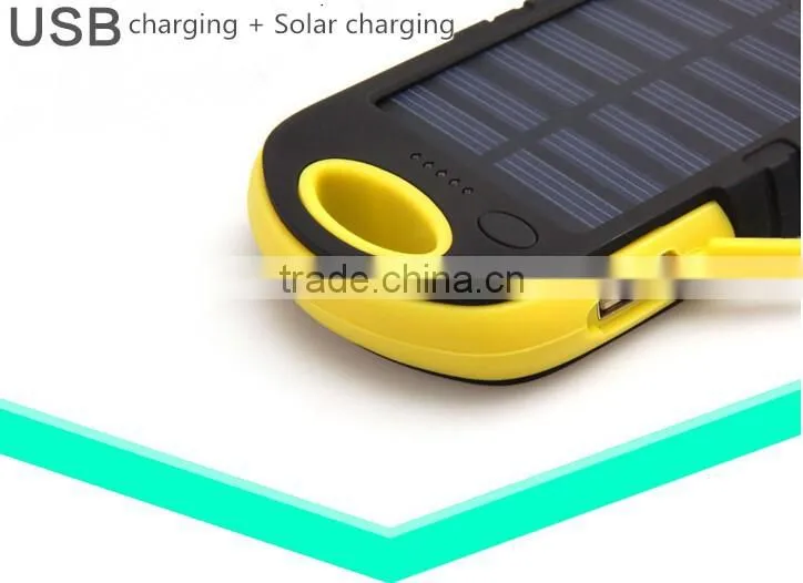 Manufacturer china,8000mAh solar power bank charger solar cell phone charger with led light