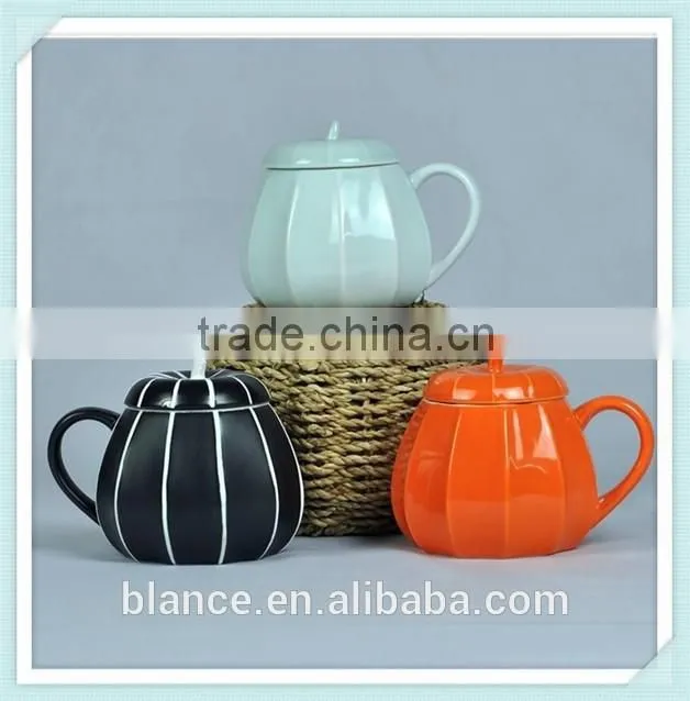 pumpkin coffee mug in squash shape ceramic farm like