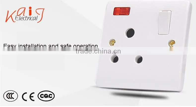 Hot Sale Round Pin Electrical Switch Socket with Neon