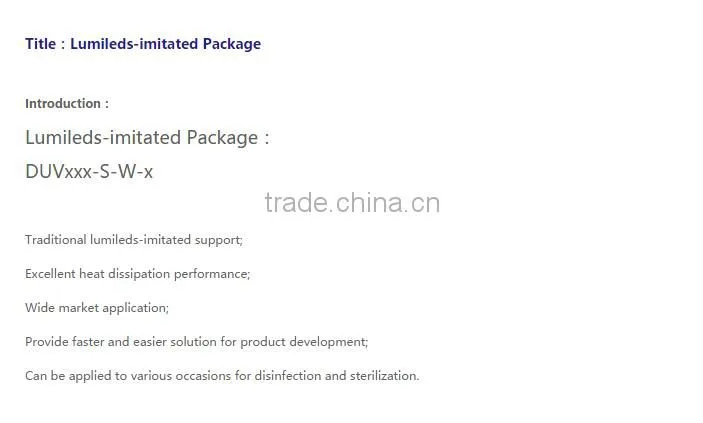 High quality Lumileds-imitated Package For water purification 265nm 280nm 310nm